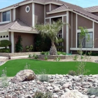 Fake Turf Rio En Medio, New Mexico Landscape Rock, Small Front Yard Landscaping